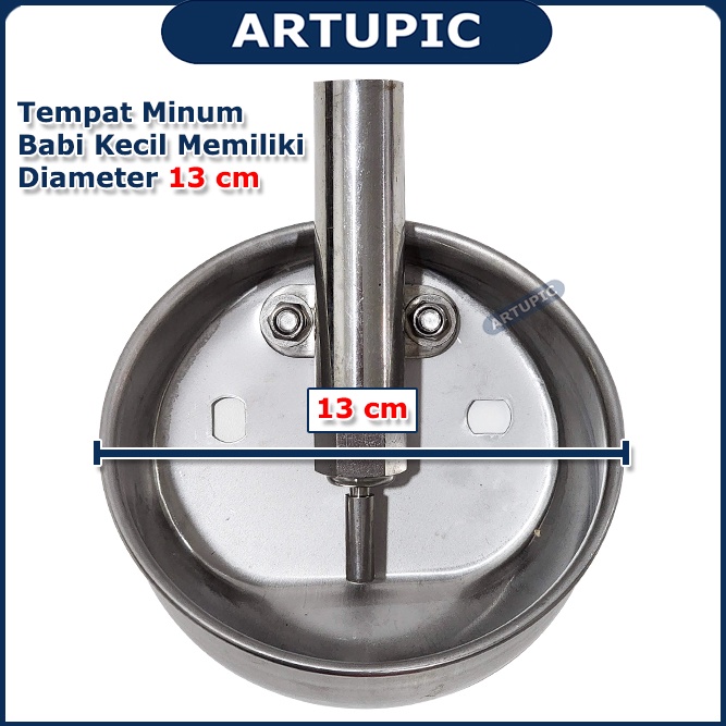 Tempat Minum Babi KECIL Piglet Nipple Nipel Nepel Mangkok Minum Anak Babi Stainless Steel Drinking Bowl Artupic