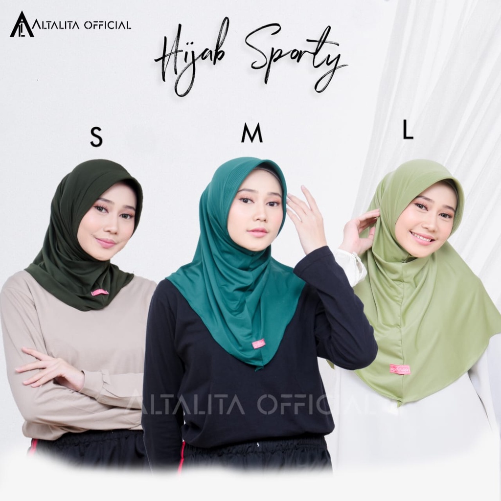 Altalita - Krudung Sport Bergo Instan All Size Ukuran S M L Jersey Premium | Jilbab Sporty Instan Olahraga Volly Futsal Senam Terbaru | Hijab Sekolah Instan Menutup Dada