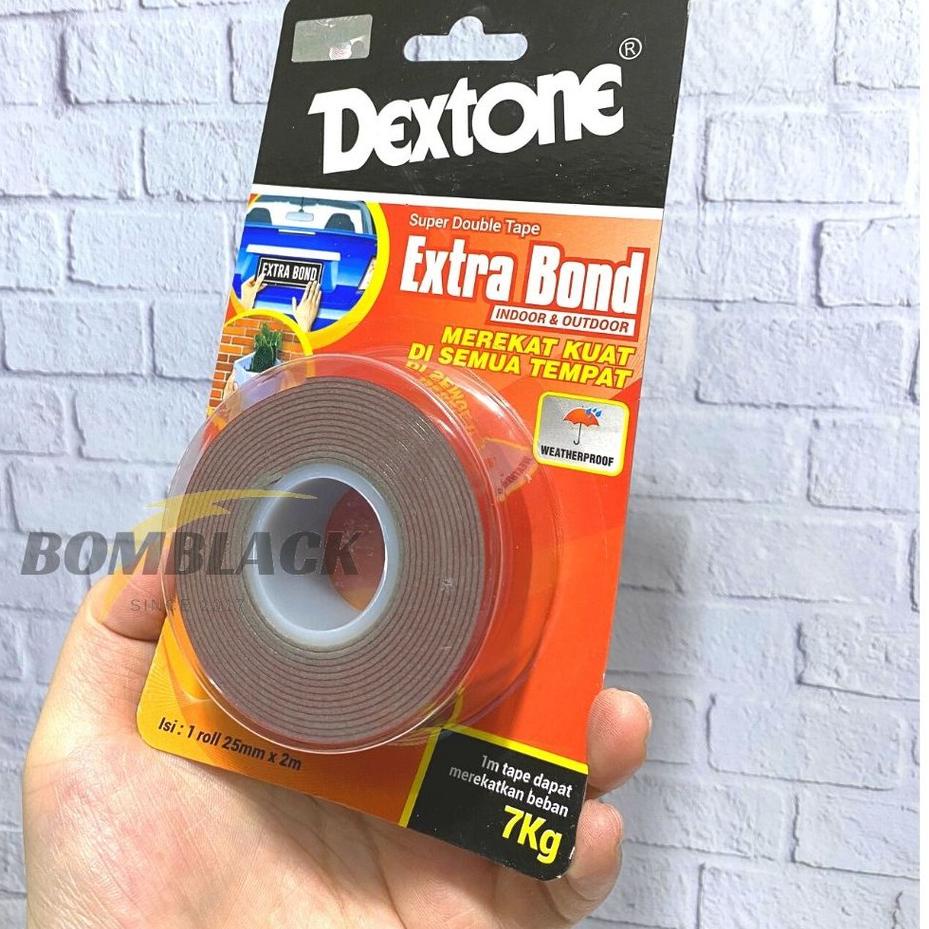 

Berkualitas DEXTONE Double Tape 25mmx2M SUPER Kuat Lengket Tahan Air Bening MERAH .. ..