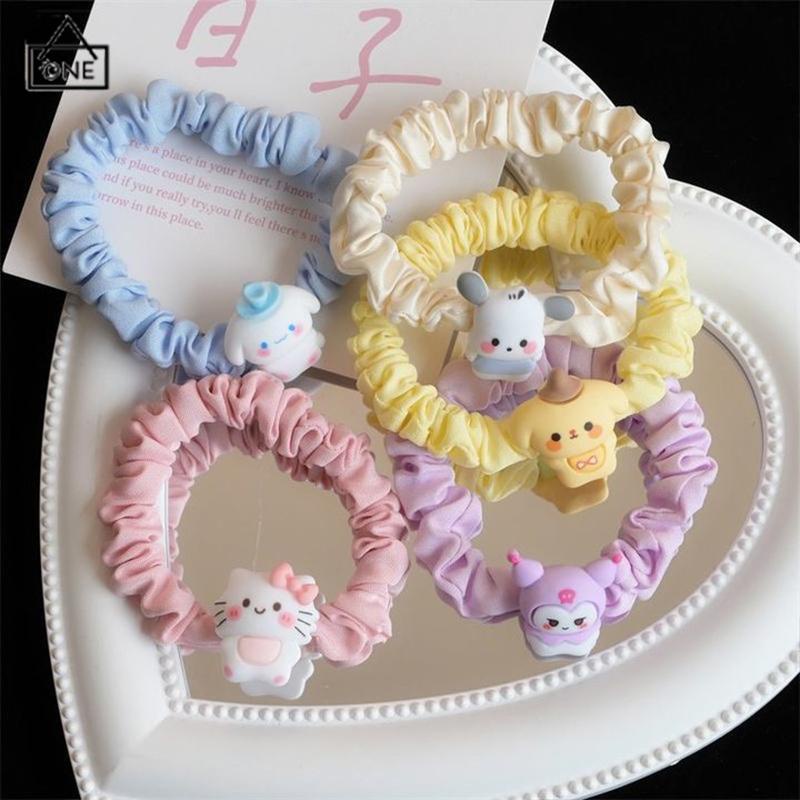 COD❤️Cincin Usus Kecil Kartun Anjing Cinnamoroll  Cincin Rambut  Gaya Manis Manis Lucu Tali Rambut-A.one