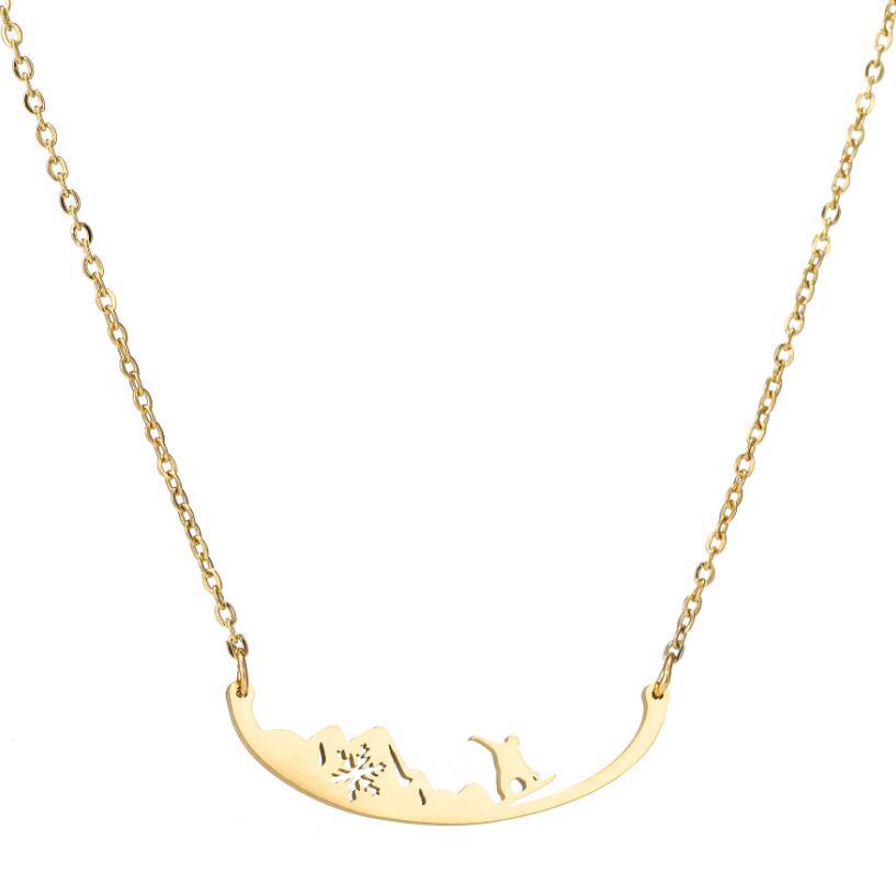 Kalung Rantai Liontin snowflake hollow Bahan stainless steel Gaya hip hop Eropa Amerika