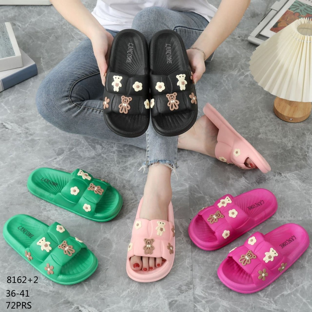 PVC Sandal Jelly Slipper Wanita Korean Import Teddy Bear Bahan Soft Rubber Elastic Non-Slip Tebal / GN-6608-X2 Sandal Selop Jelly Wanita Teddy Bear Korean Style Import PCU