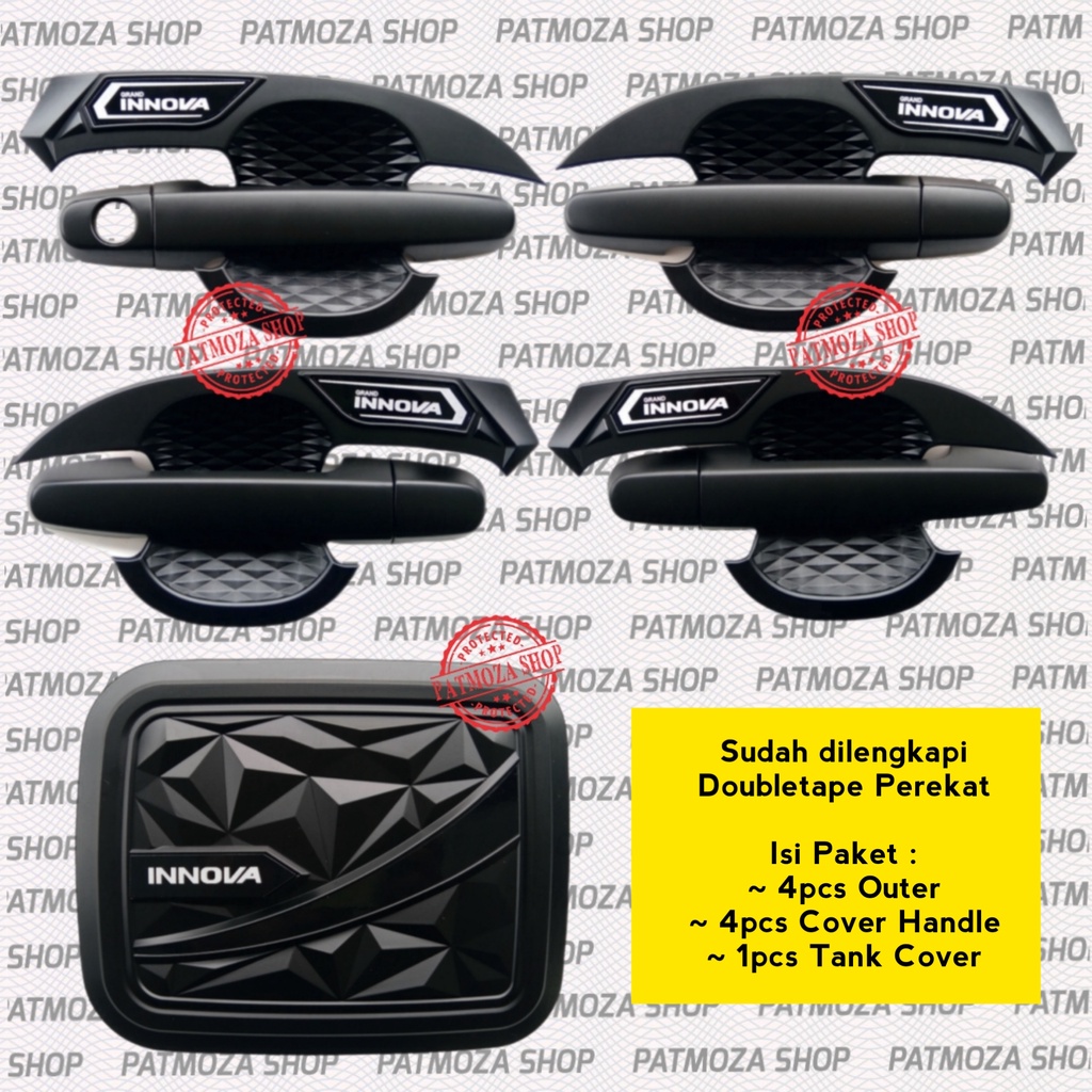 SET AKSESORIS EKSTERIOR MOBIL INNOVA 2004-2015. INNOVA LAMA. PREMIUM BLACK DOFF