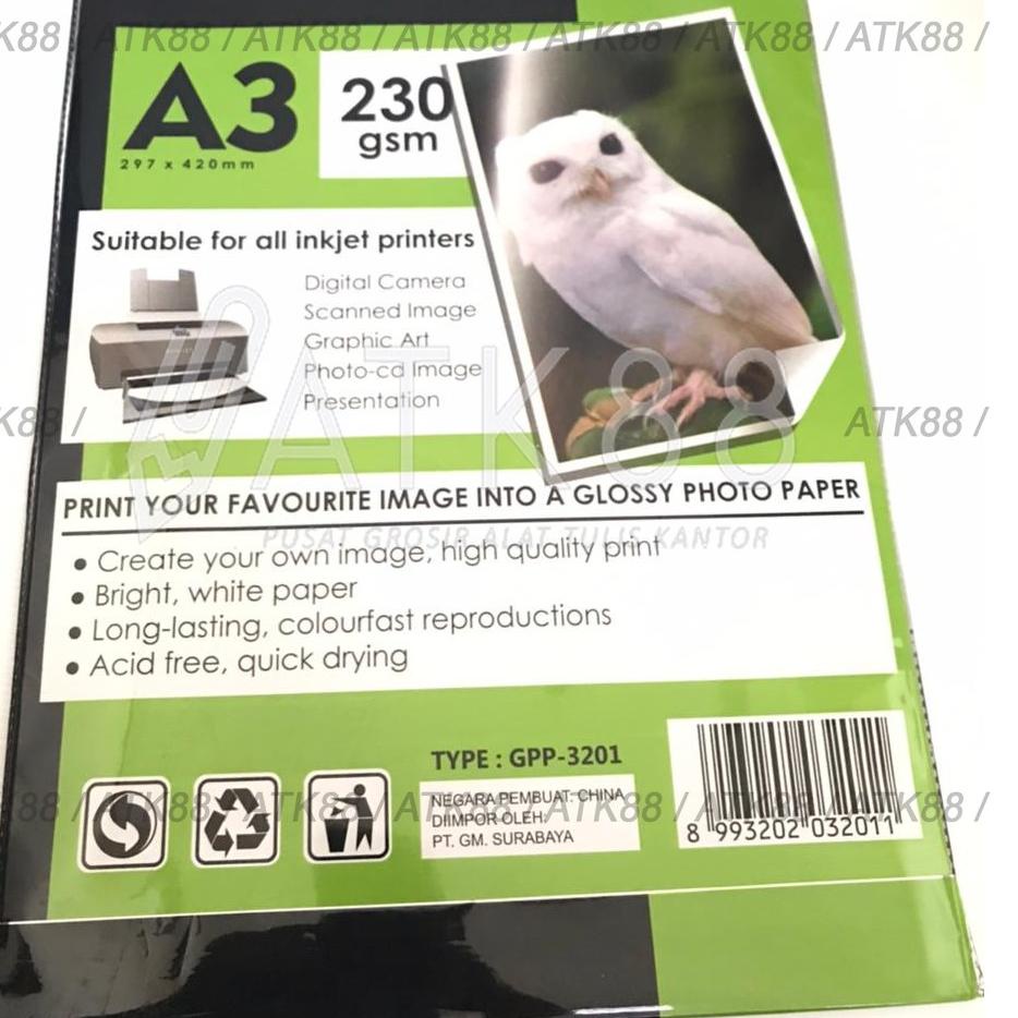 

Kekinian - V-Tec Glossy Po Paper A3 230 gsm GPP-3201