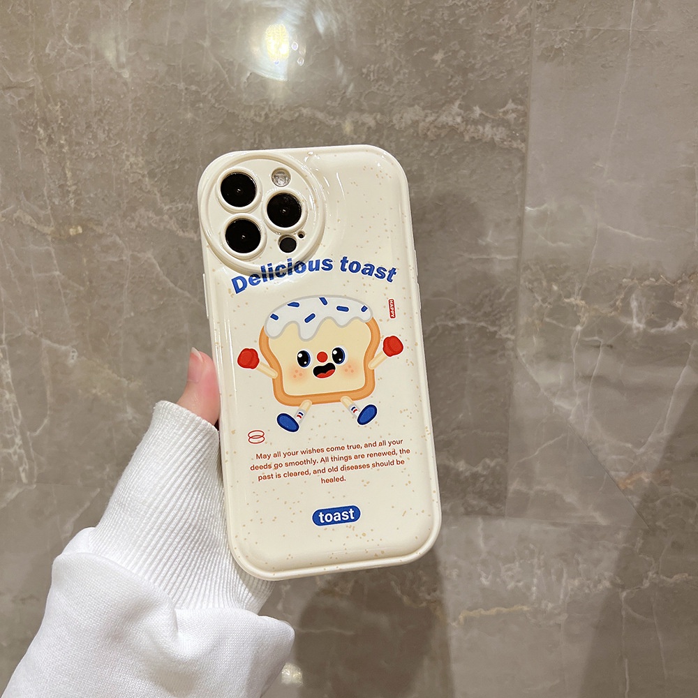 Case Pelindung Bahan Silikon Desain Kartun Roti Panggang Untuk Iphone 14 7 8 Se 2020 7 + 8PLUS XS XR 11 12 13 PRO MAX