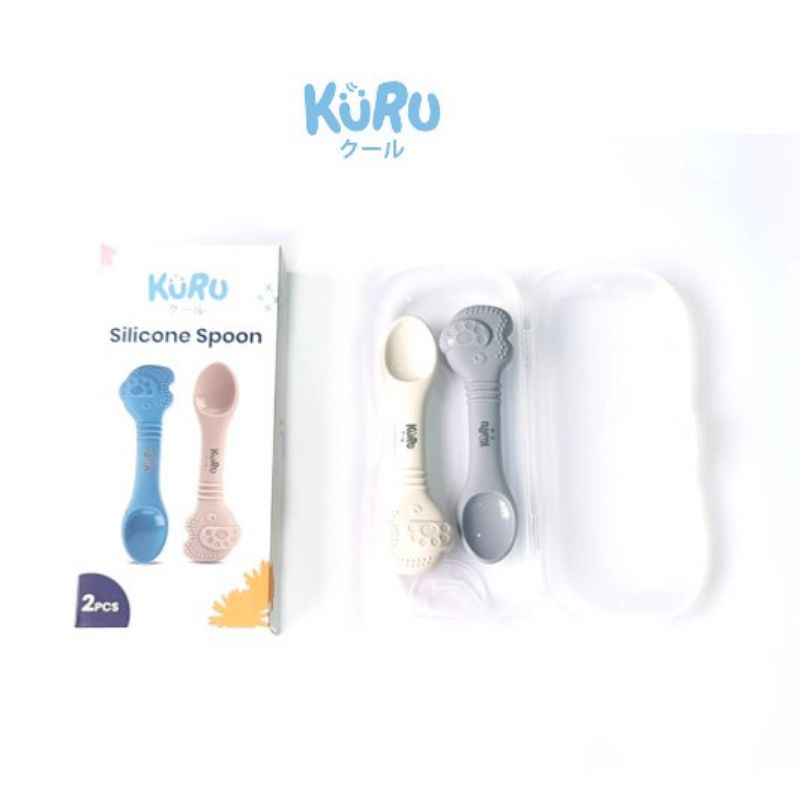 KURU Baby Silicone Spoon Set Isi 2/Sendok makan bayi