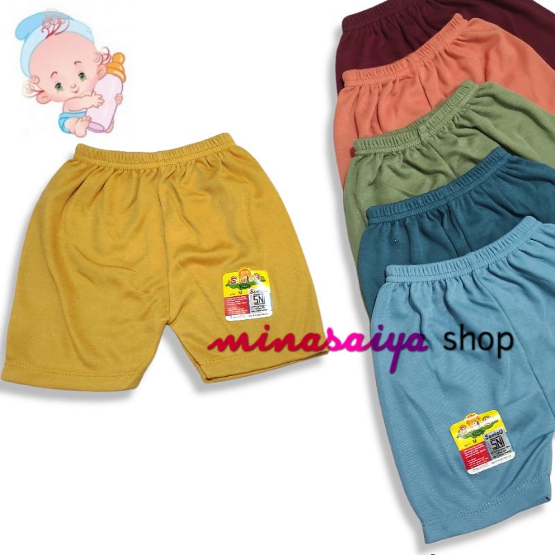SAMLEO 3 pcs dan 6 pcs Celana Pendek Bayi SNI Polos Warna Uk. S - XL