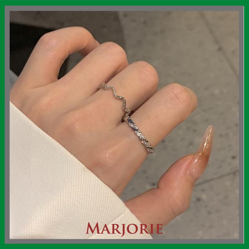 2PCS/Cincin set korea cincin Bergaris Gelombang Temperamen Cincin wanita Aisesuaikan-MJD