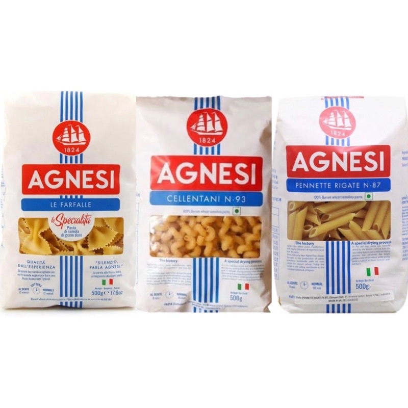 

Agnesi / Pasta / Penne / Pennette / Rigate / Cellentani / Le Farfalle / 500gr