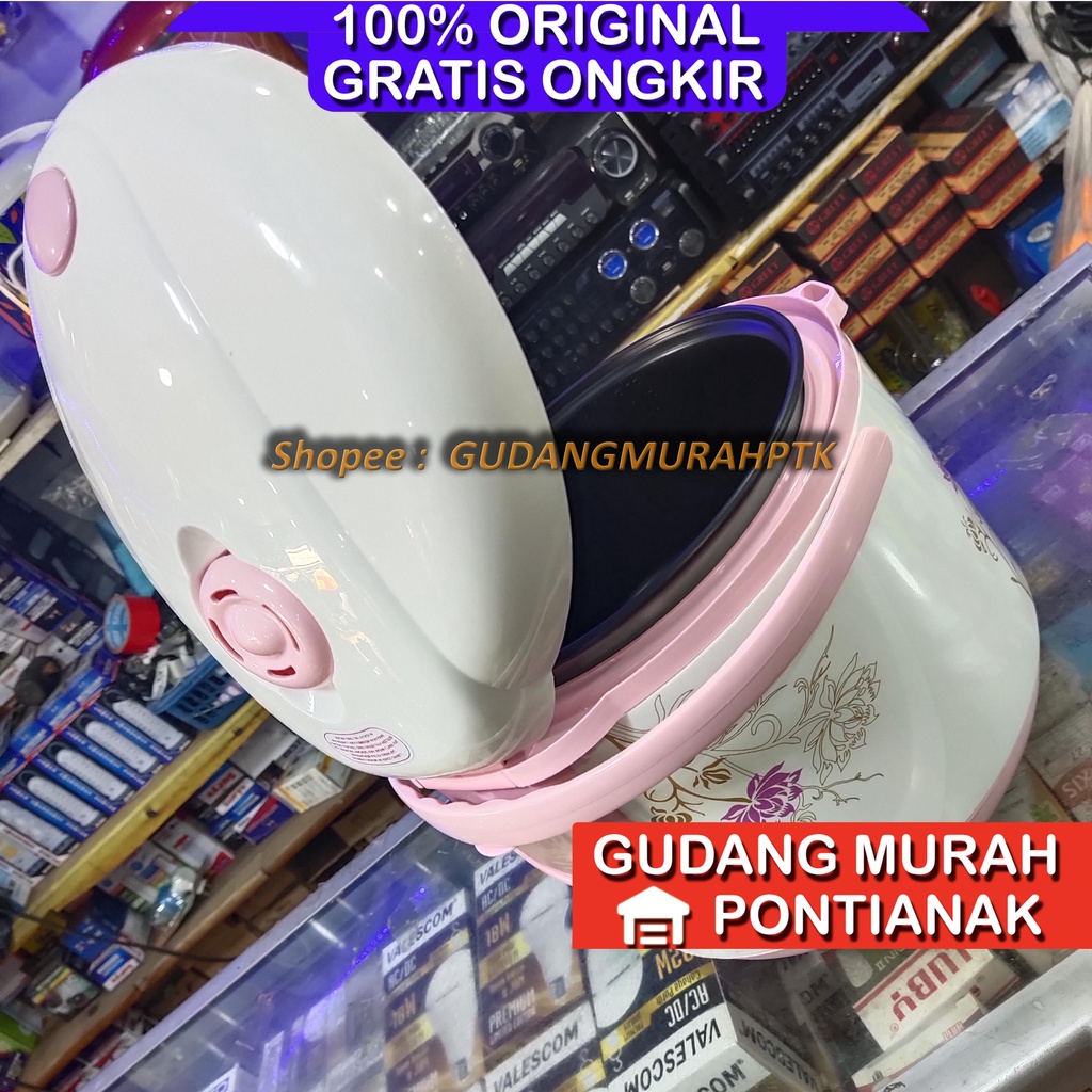 Ricecooker Miyako MCM 638 Tutup Tombol OTOMATIS Pintu Naik terangkat Model Pegangan TAS Magic com Penanak Nasi sekaligus menghagat kan penghangat warm cook MCM638