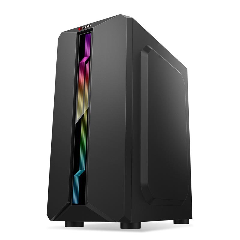 CASING GAMING GIRON G03 Black With LED Strip RGB - Tanpa Fan