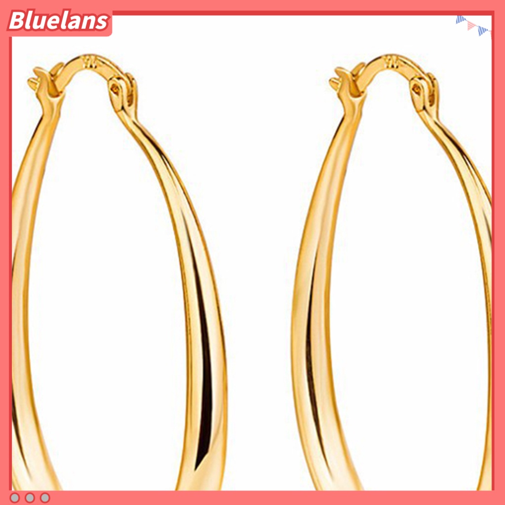 Bluelans Women Simple Fashion Oval Type Hoop Alloy Earrings Ear Loop Piercing Jewelry