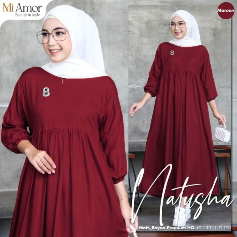 Baju gamis wanita natusha midi dress by mi amor