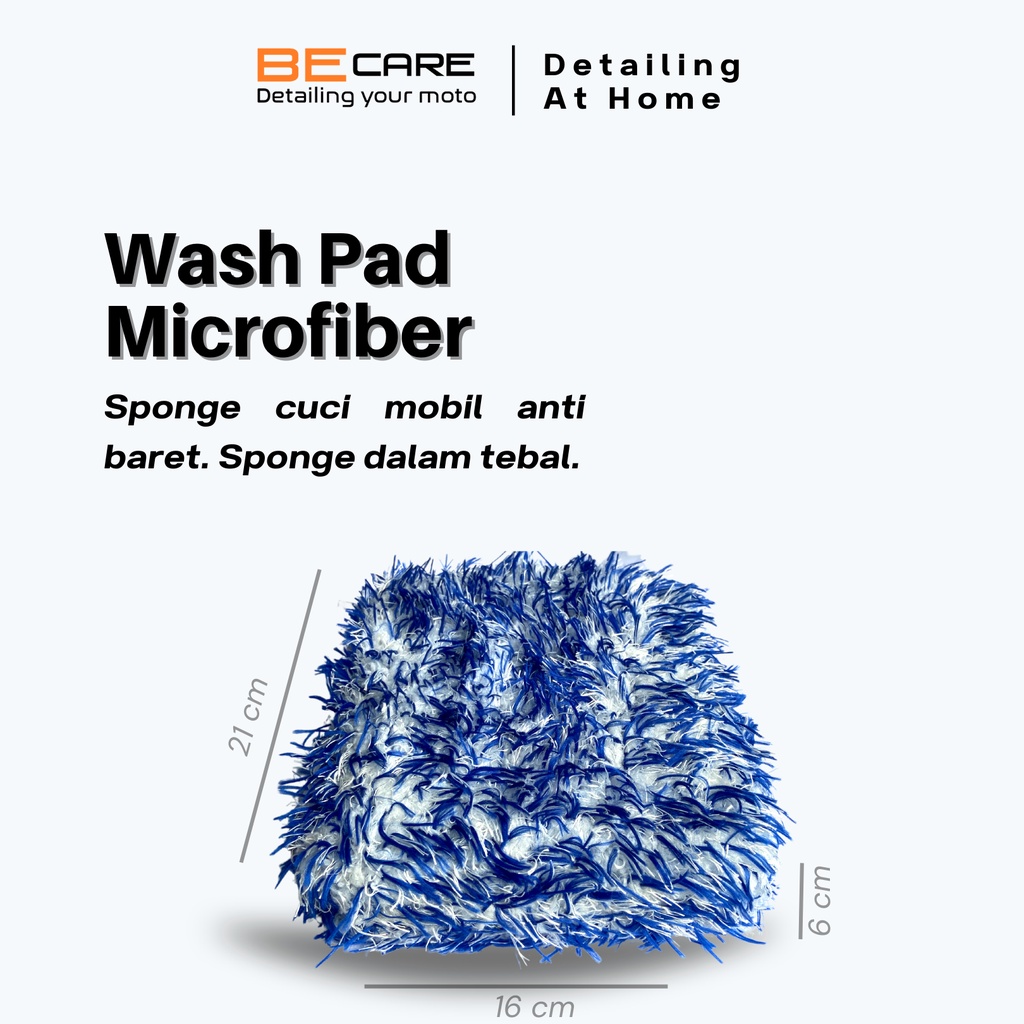 WASH PAD MICROFIBER PREMIUM - BeCare Detailing - Sponge Cuci Mobil - Busa Cuci Mobil - Sarung Tangan Cuci Mobil Wash &amp; Wax - Premium Washmitt - Car Wash - Auto Detailing - Car Wash Shampoo - WashMitt Microfiber Glove