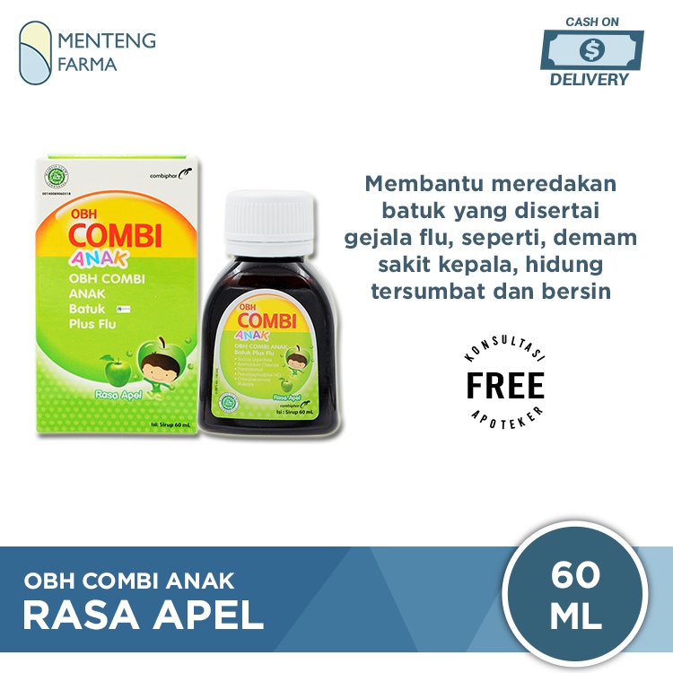 OBH Combi Anak Batuk Plus Flu Apel 60 mL - Sirup Obat Batuk Flu Anak