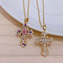 Kalung Rantai Klavikula Hias Liontin Mata Iblis Bahan stainless steel zircon Biru Gaya Eropa Amerika