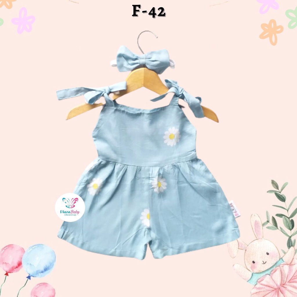 PROMO 7.7 plazababyku JUMPSUIT HANA setelan anak perempuan jumper bayi motif bunga lucu free headband BUBIBEE