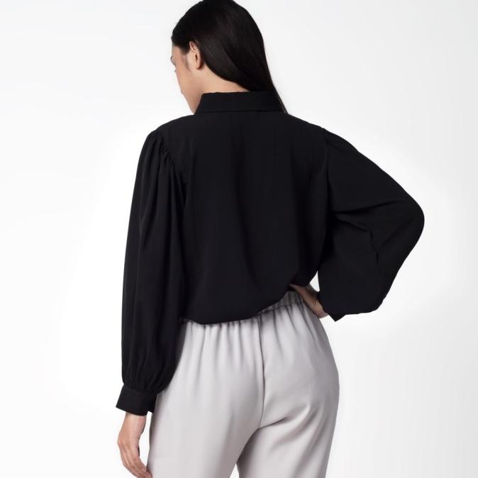TERLARIS Benhill Kemeja Wanita "Seori" Lengan PanjangPuff Black 251