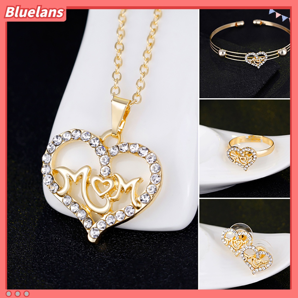 Set Perhiasan Kalung Gelang Anting Bentuk Hati Model Hollow Lapis Emas Untuk Wanita