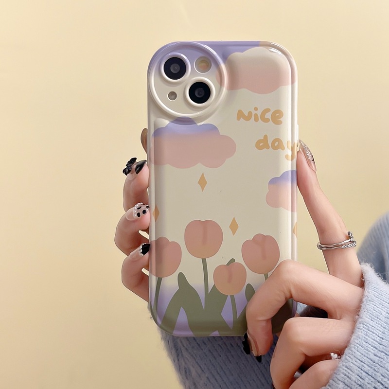 Soft Case Desain Tulip Air Cushion Untuk OPPO A57 A5 A9 A53 A33 A31 A7 A5S A12 A11K F9 Pro A15S A35 A32 A33 F11 A3S VIVO V23 S1 Y11 Y20 Y30 Y19 Y20i Y15S Y12