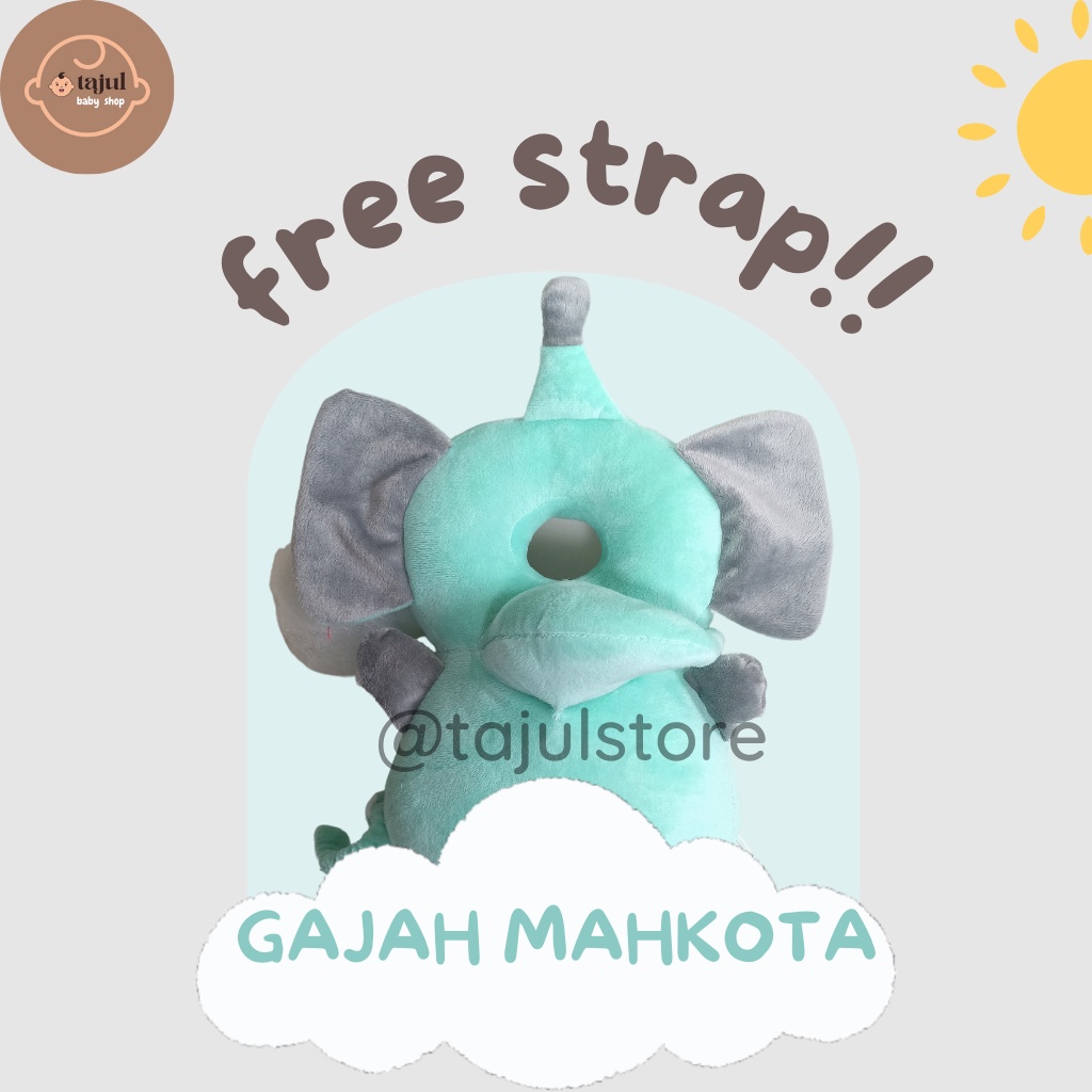 Bantal Pelindung Kepala Bayi Gajah Mahkota+Strap