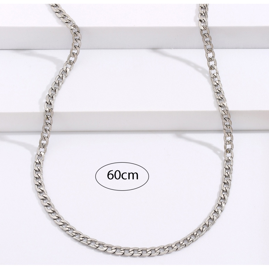 Kalung Rantai Bahan stainless steel Warna silver Untuk Pria