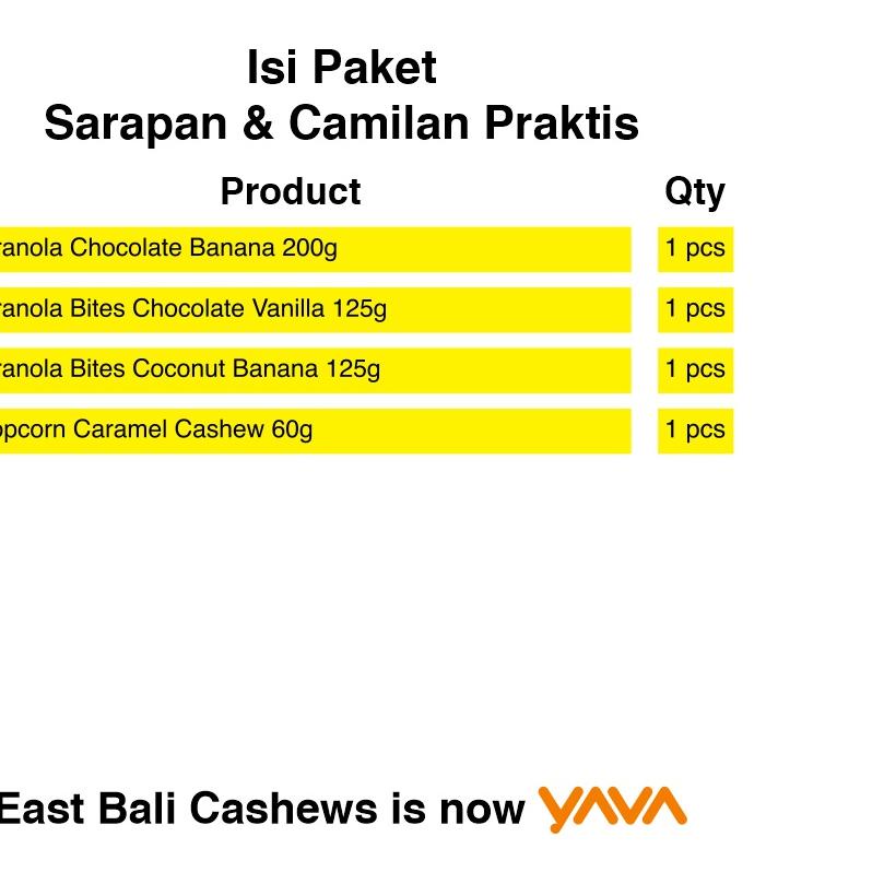 

Diskon✔️YAVA Paket Sarapan & Camilan Praktis|RA5
