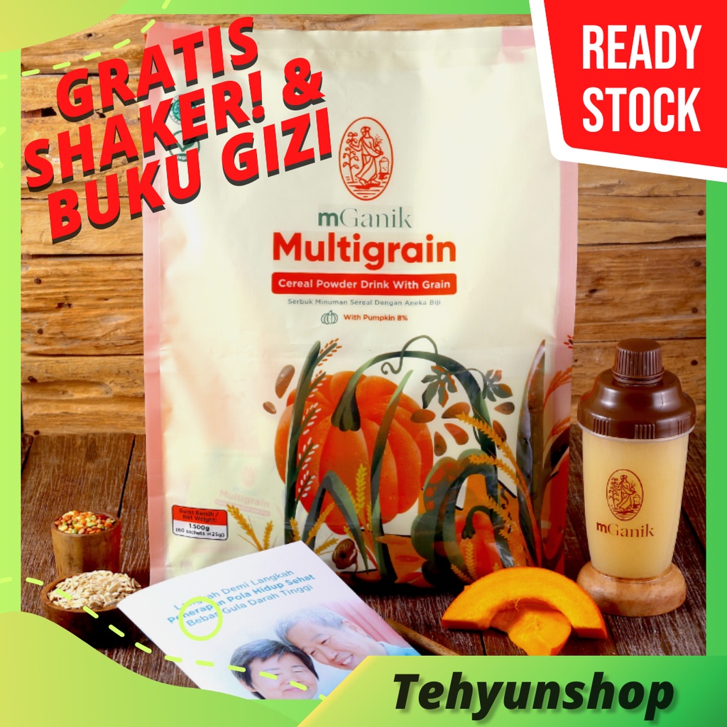 Paket 1Bulan Pouch isi 60 Sachet mGanik Multigrain Gratis Shaker + Buku Program Mganik Care