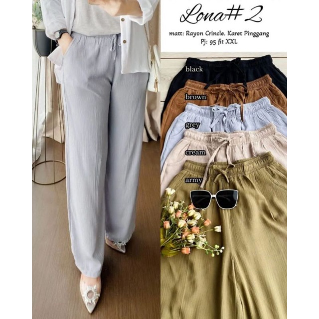 Fashion Muslim, Fashion Wanita, Celana Wanita, Celana Kulot, Lona Pants