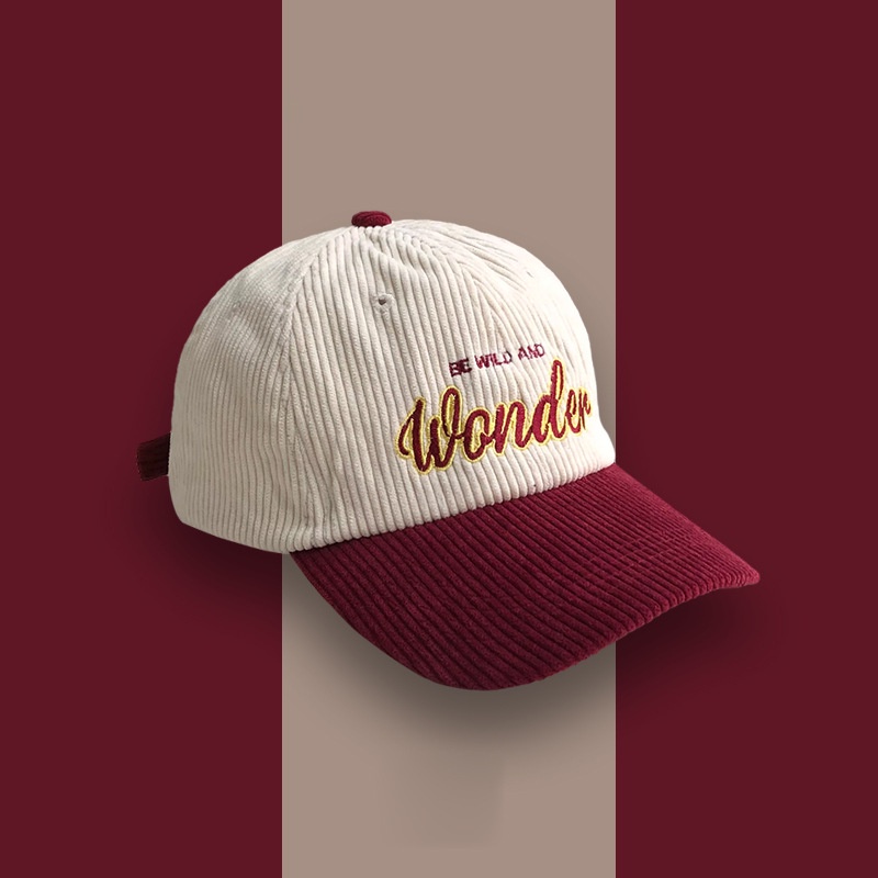 Topi Baseball Bahan Corduroy Motif Bordir Warna-Warni Gaya Korea Untuk Pria Dan Wanita