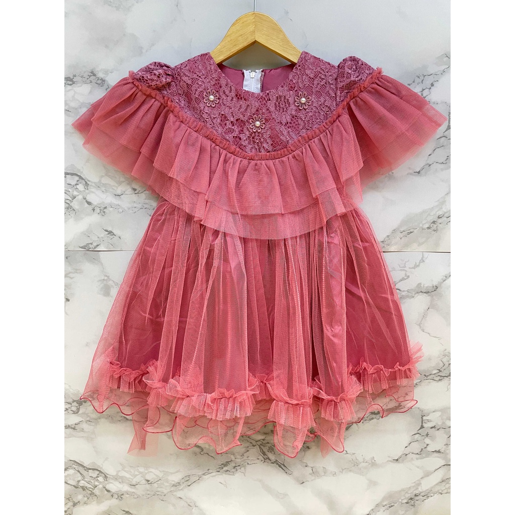 Dress Brokat Anak Perempuan Brocade corneli mix tutu - Dress Ulang Tahun - Dress Pesta - Dress Kondangan - Dress Anak 003