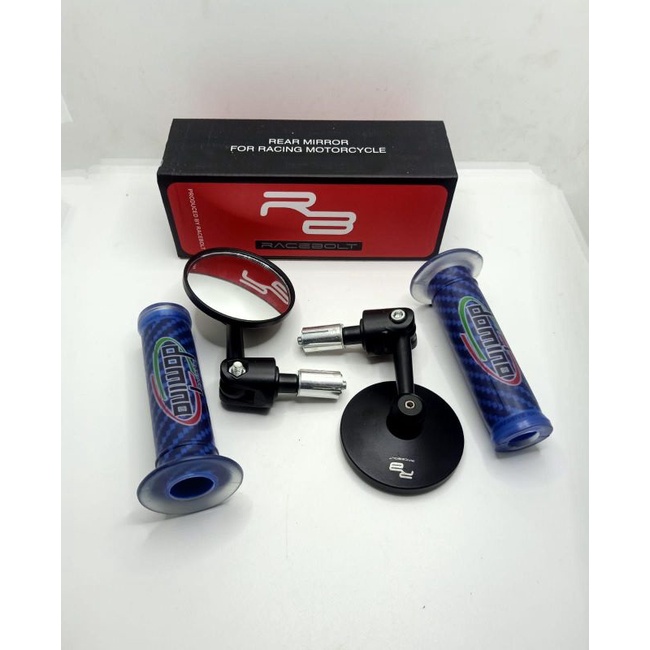 Paket Spion Cembung Plus Handgrip Domino Carbo Universal Semua Motor