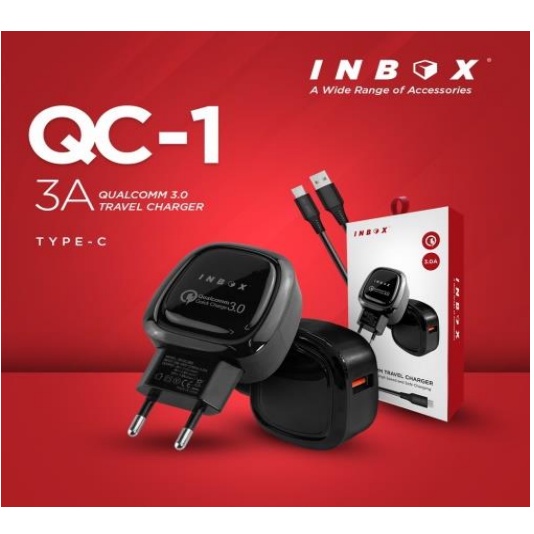 INBOX Charger QC-1 Fast Charging 3A QC 3.0 Free Kabel Data QC1 Charger Hp