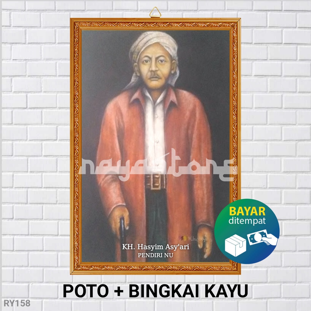 POSTER POTO + BINGKAI KH HASYIM ASY'ARI / POSTER KH HASYIM ASY'ARI / POSTER NAHDLATUL ULAMA NU / POS