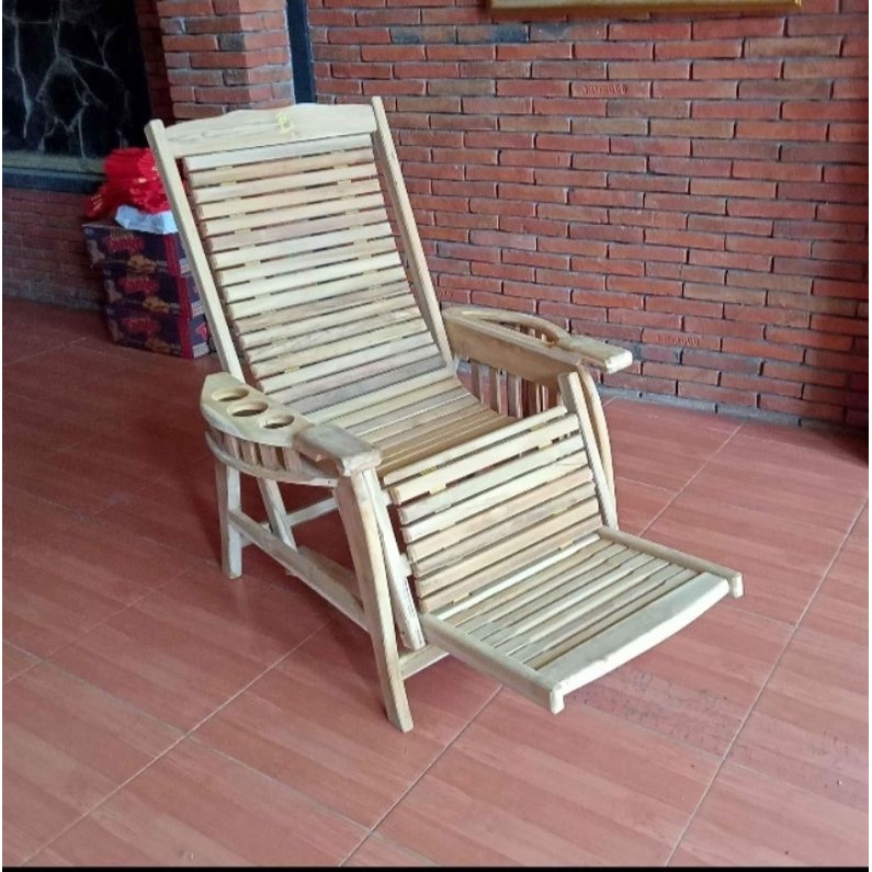 kursi malas Santai kayu jati mentahan