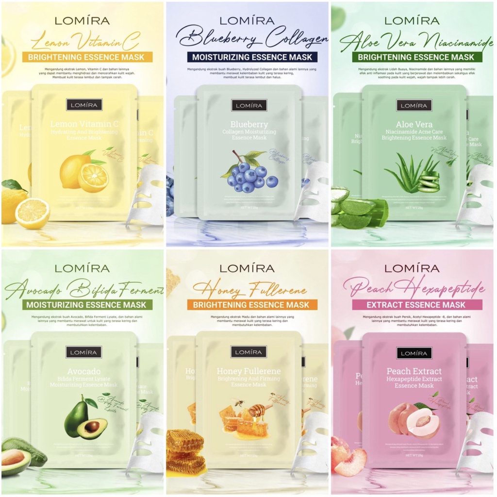 Lomira Sheet Mask Essence Masker Wajah BPOM