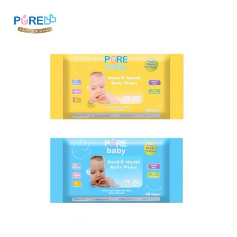 PUREBB Hand and Mouth Wipes 10' Cleansing Wipes 20', Tissue Basah Bayi Pure BB