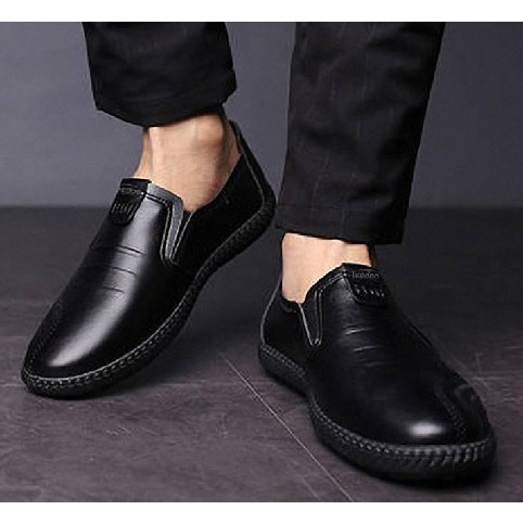 Sepatu Kulit PU Pria Kerja Slip on Casual Shoes Leedoo Kualitas Terbaik