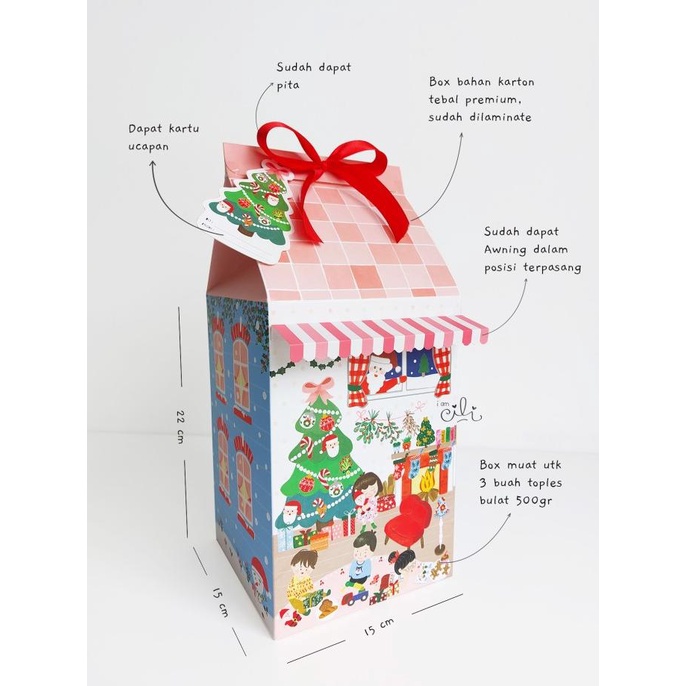 Open DS] (CAROL BOX 3toples500gr) DUS kue kering natal 3 toples 500gr (isi10)