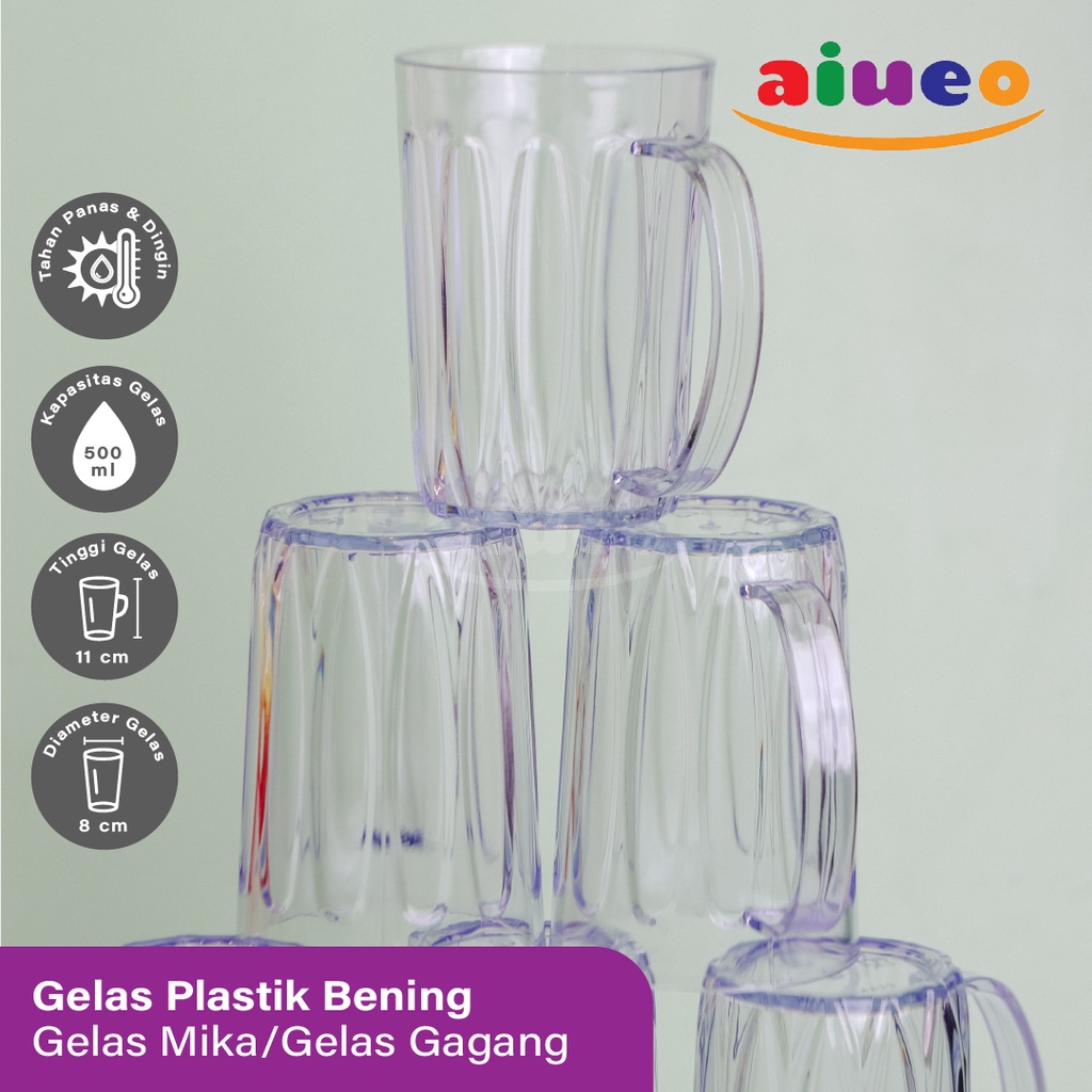 1 Lusin Gelas Warung  Gelas Plastik Bening - Gelas Mika - Gelas Es Teh Gagang Plastik Set 12 | Gelas