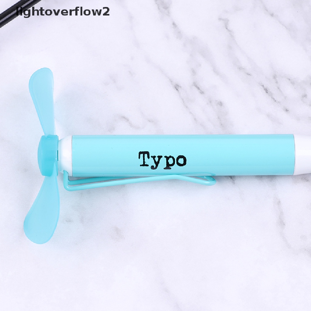 (lightoverflow2) Pulpen Dengan Kipas Angin mini Bahan Metal Untuk Pelajar