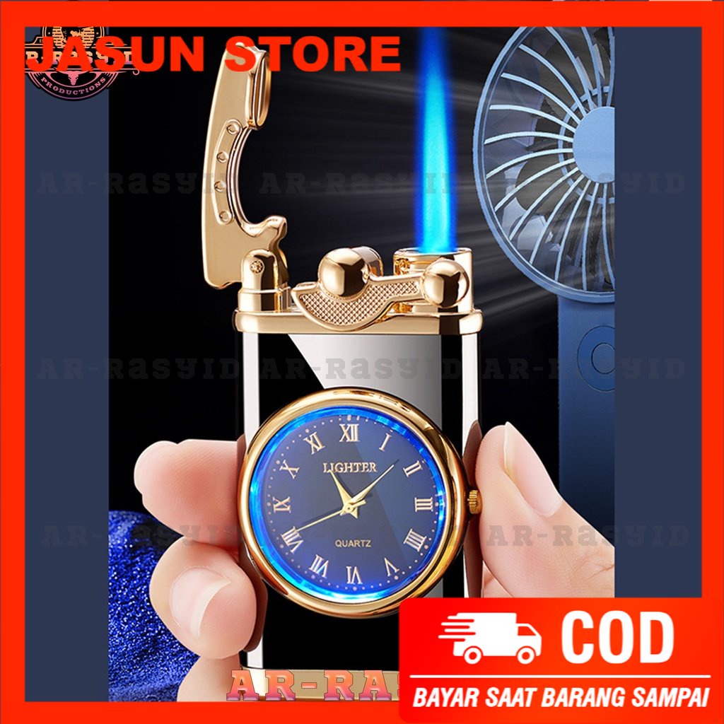 BISA COD! Korek Api Las Gas Jam Elegan Watch Rocker Lighter HF-606 1856