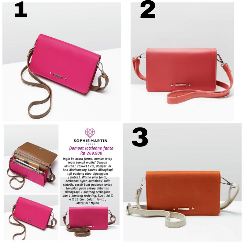 DOMPET TALI PANJANG LOTTIENNE: FANTA, CORAL, ORANGE BAHAN NYLON SOPHIE PARIS PROMO MURAH