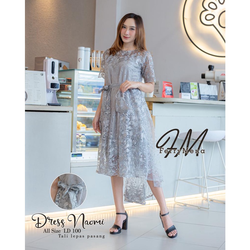 MIDI DRESS NATAL BROKAT TULLE / DRESS PENDEK SELUTUT/ DRESS PESTA CANTIK /DRESS NATALAN / DRESS KEKI