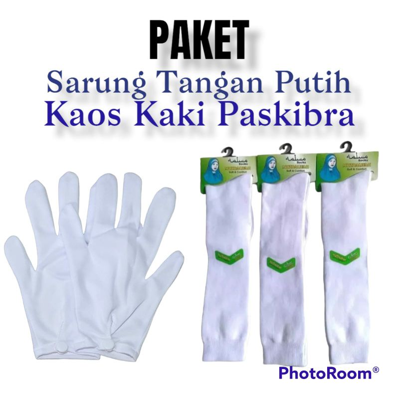 Sarung Tangan Putih Polos Paskibra Pria Wanita Dan Kaos Kaki Putih Polos Panjang Selutut