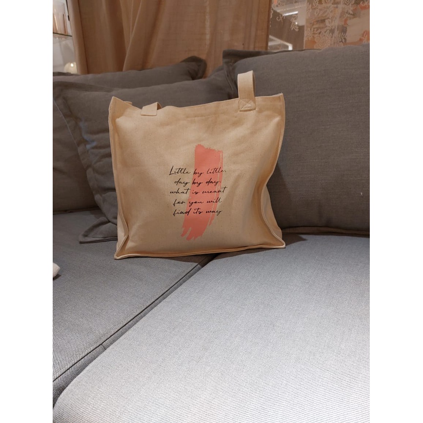 Tote Bag Kanvas Square Design Little by Little - Cocok untuk Sekolah, Kuliah, atau Kerja!