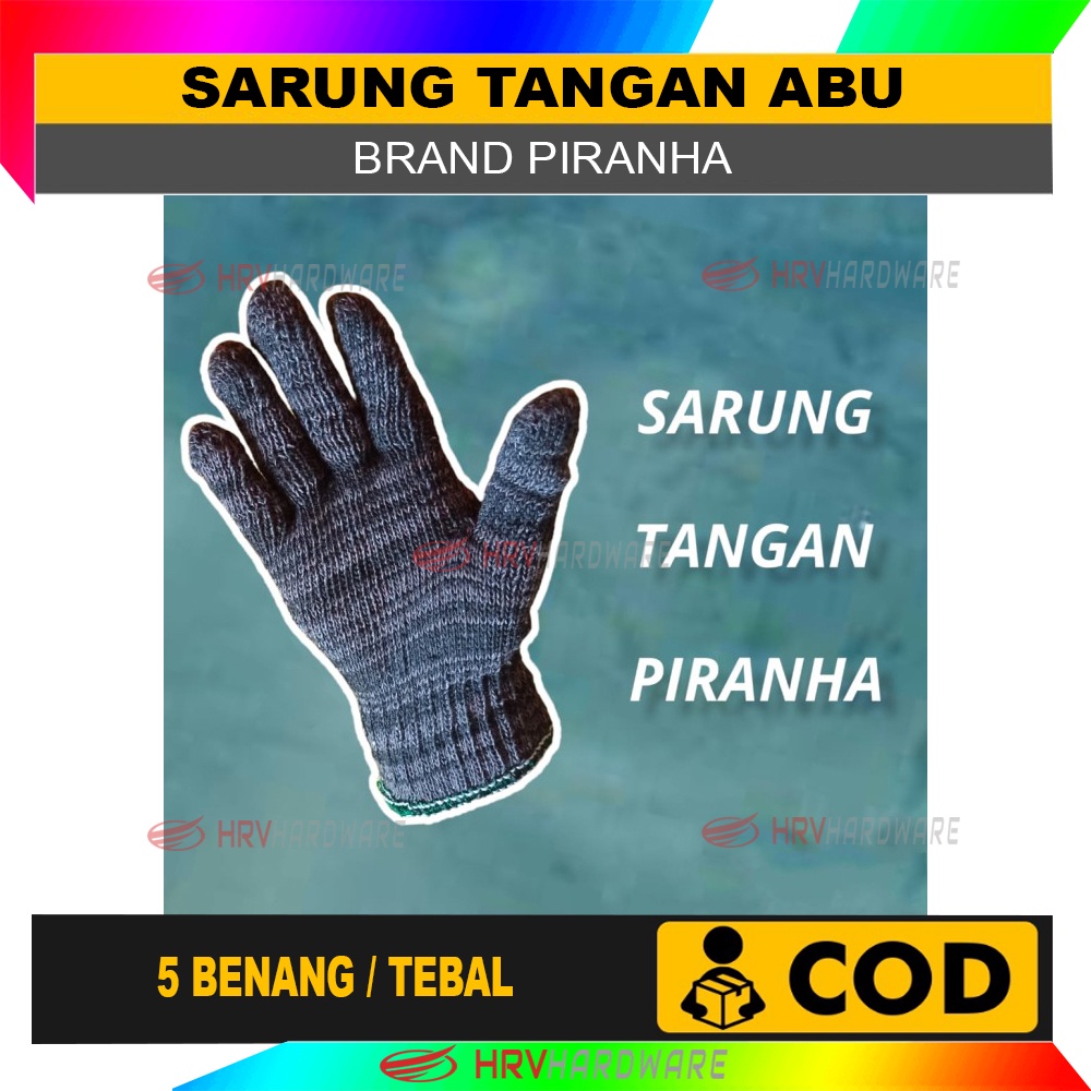 Sarung Tangan Kerja Proyek Benang Rajut Piranha GROSIR PER LUSIN 5B