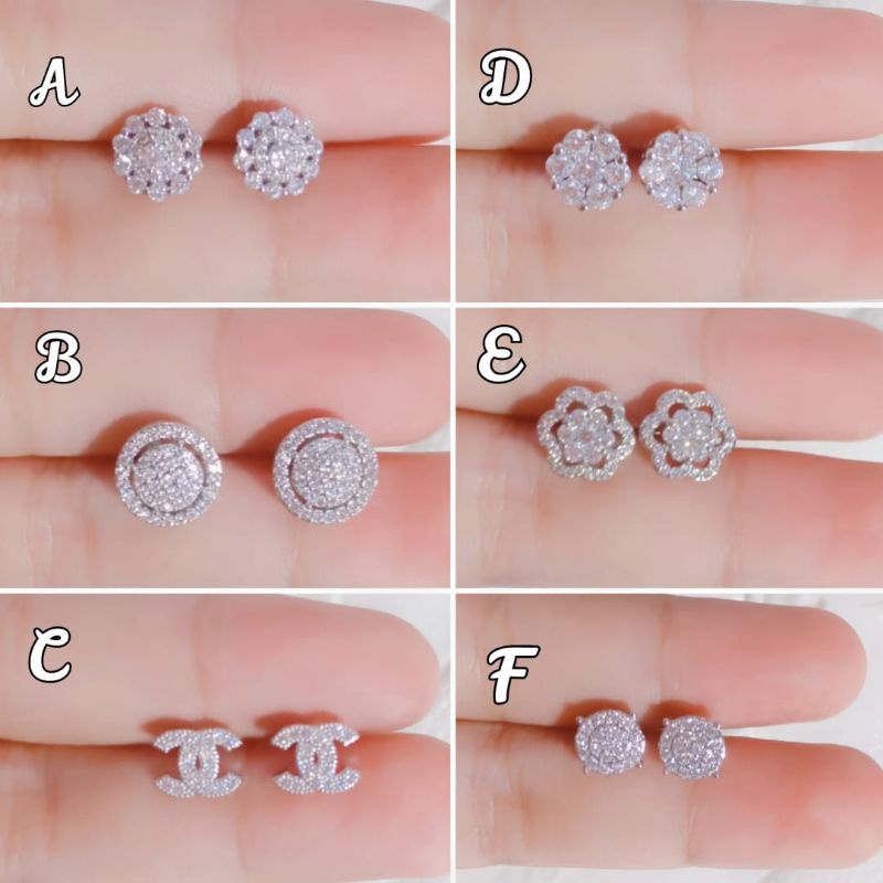 Anting Giwang Titanium Silver Permata  Xupblink Jewelry