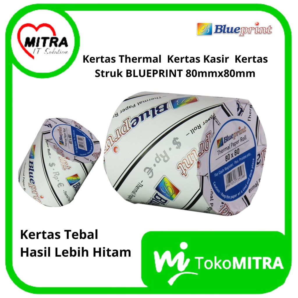 

KERTAS TERMAL KERTAS KASIR KERTAS STRUK PARKIR BLUEPRINT LITE 80x80mm