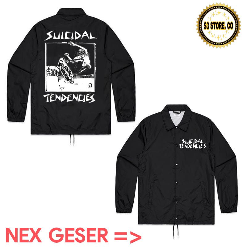 COACH JAKET SUICIDAL TENDENCIES BAND METAL WINDBREAKER HITAM JAKET COACH PREMIUM Quality PRIA WANITA